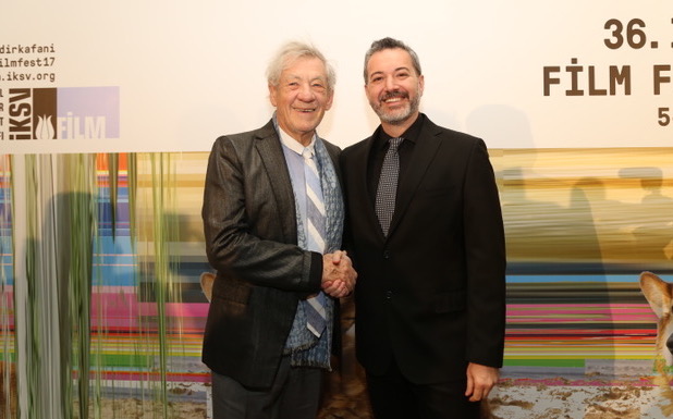 Sir Ian McKellen ve festival direktörü Kerem Ayan. 